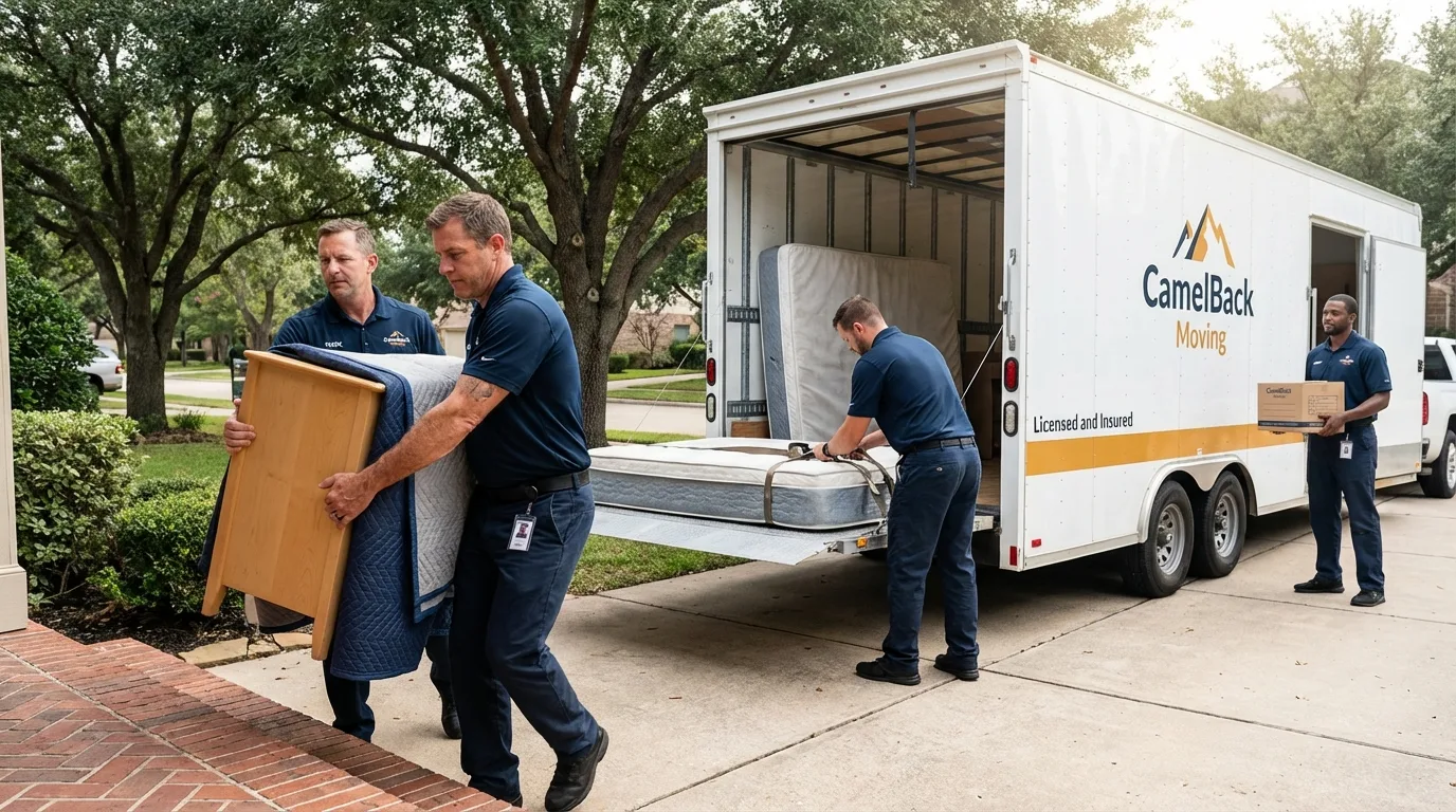 Crew loading residential truck for cross-state move from Adams, MA